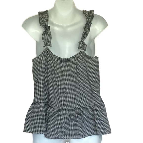 Madewell Ruffle -Strap Gingham Cami Top Sz 6 - Picture 4 of 8